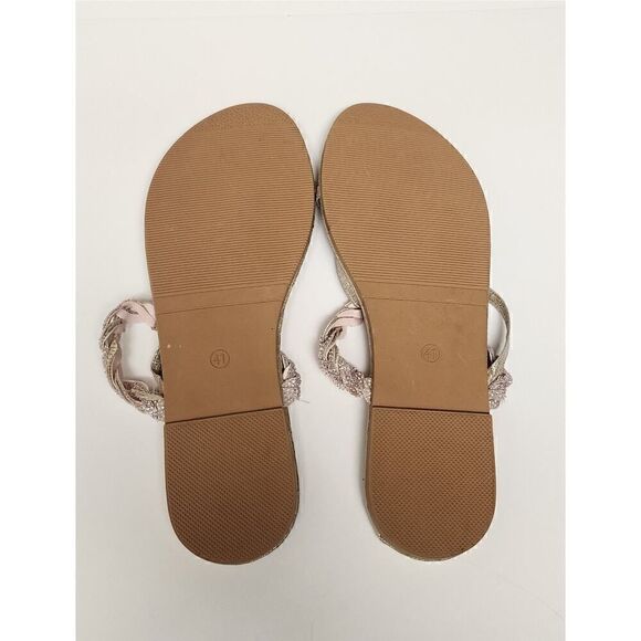 Women's Slingback Flat Open Toe Flip Flop Metallic Gold Thong Shoes Sandal US 10 - Picture 6 of 8